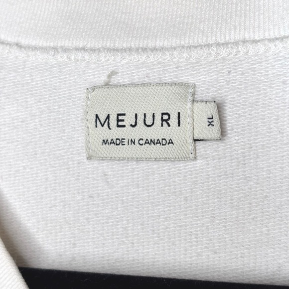 MEJURI Sweatshirt Size XL Cream Golden Logo Pullover Casual Athleisure - Picture 8 of 10